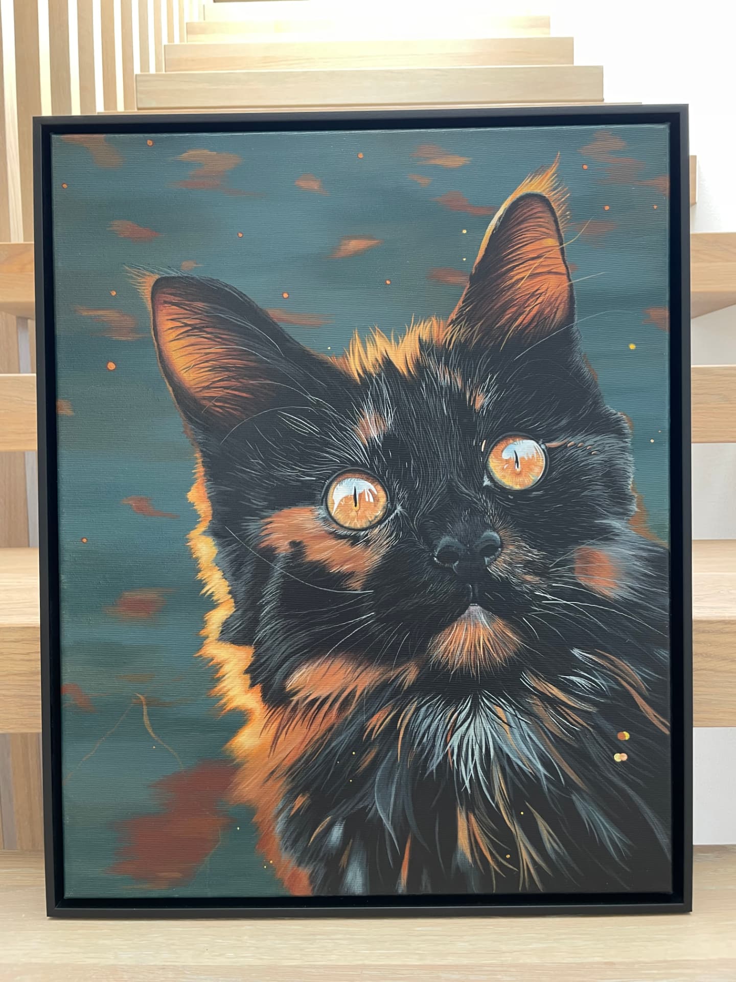 Pet Portrait Beispiel, Acrylporträt einer Katze